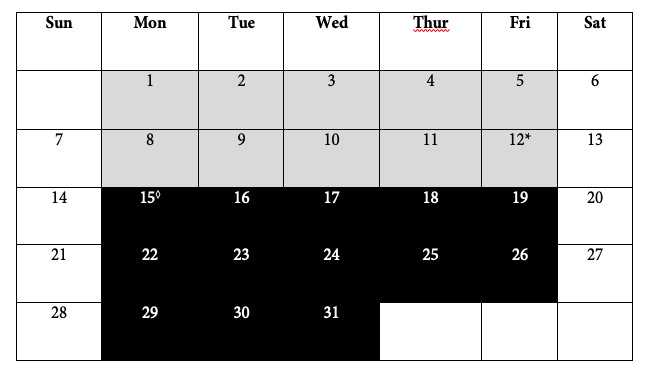 Figure 1 sample calendar.