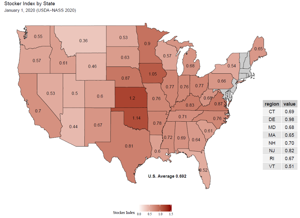 Detailed U.S. map showing data.