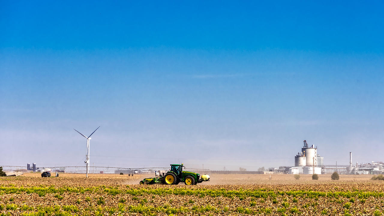 Photo of a tractor in a field.