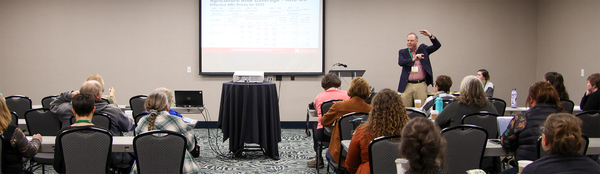 Brad Lubben presents during an extension workshop. 