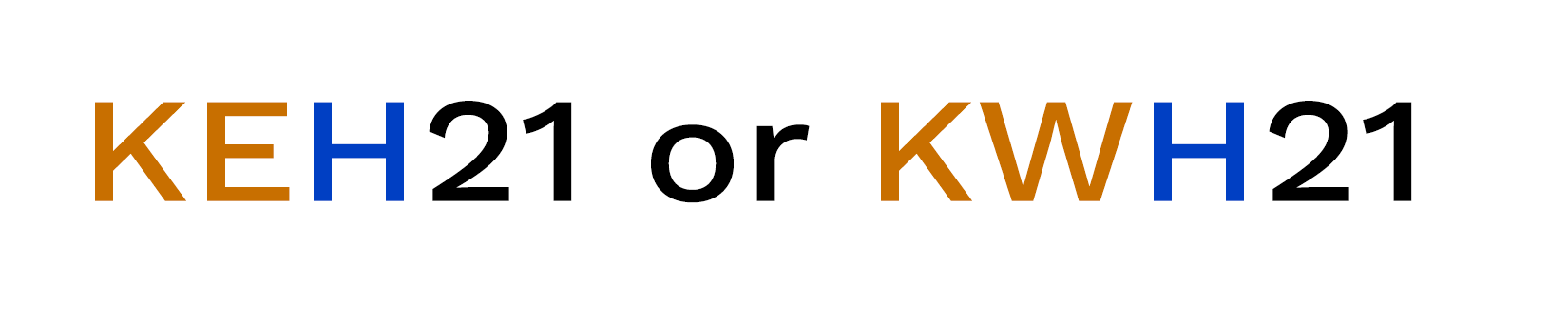Commodity code text: KEH21 or KWH21