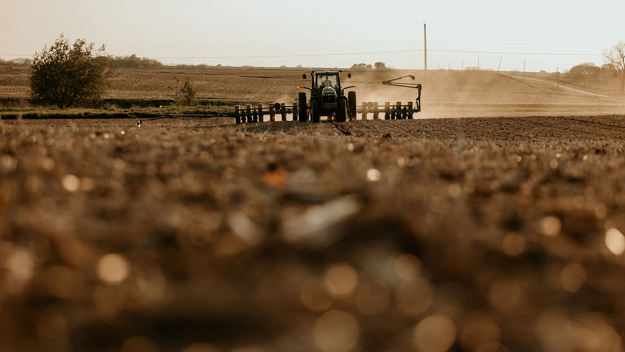 Planter in field.