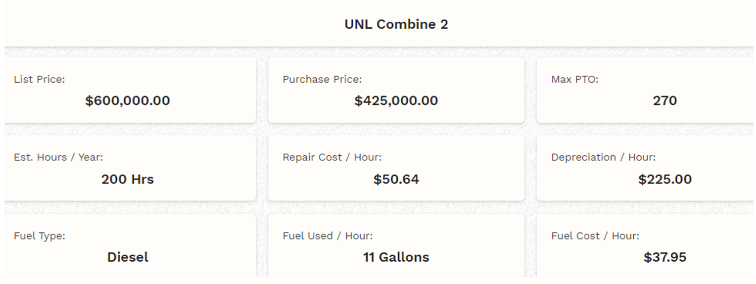 Power unit table screenshot.