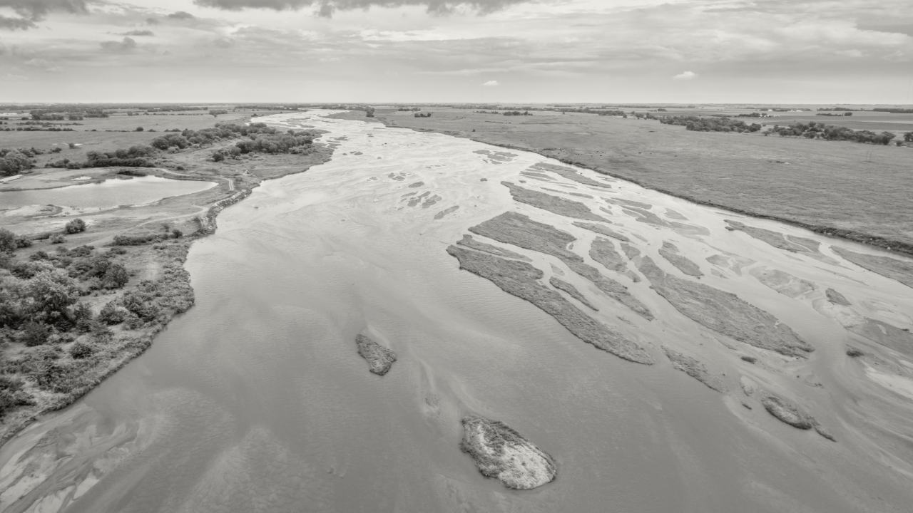 Aerial view of a river.