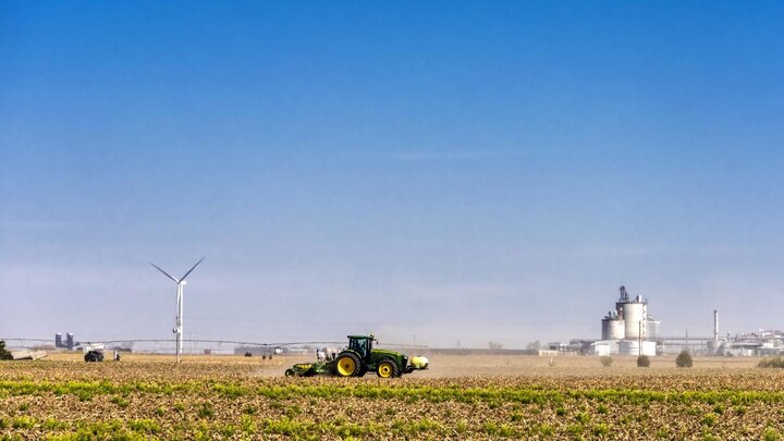 Tractor in field.