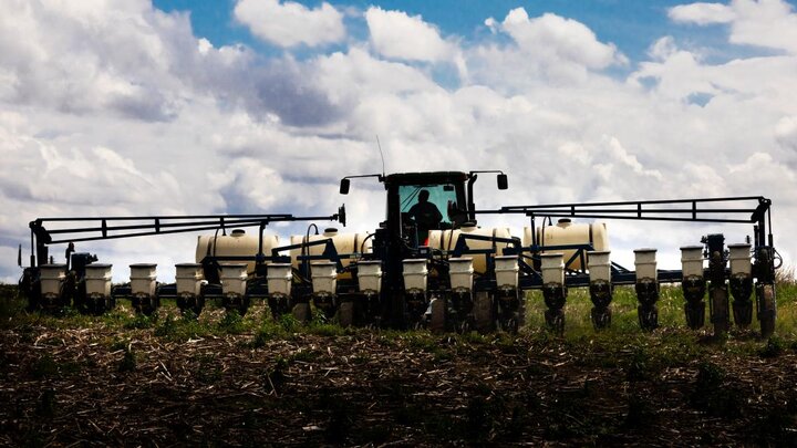 Planter in field.