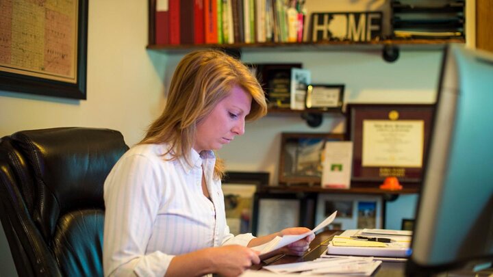 Woman working at computer