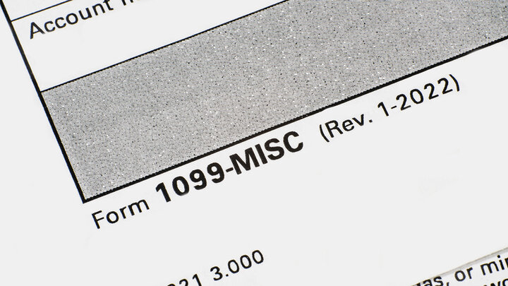 Closeup photo of an IRS 1099-MISC form.