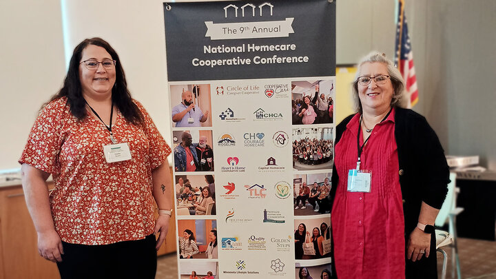Cathy Bowers and Linda Lampe pose for a photo at the 9th Annual National Home Care Cooperative Conference.