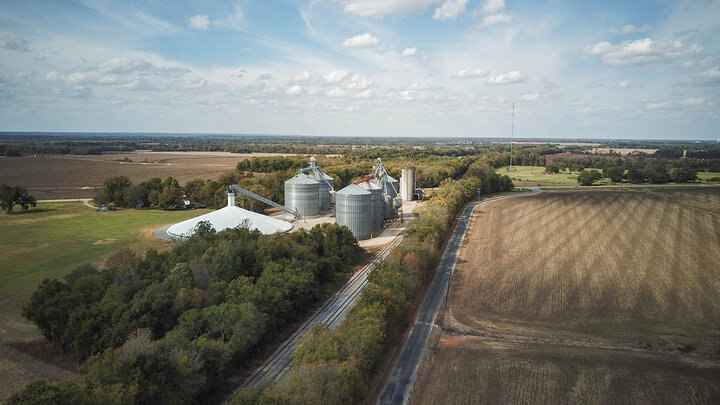 Aerial photo of farmland.