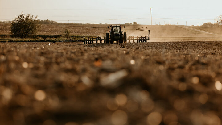 Planter in field.