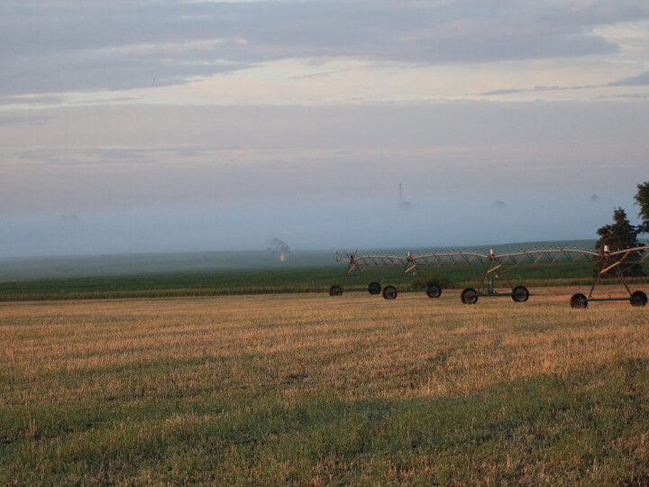 Photo of irrigation pivot in field.