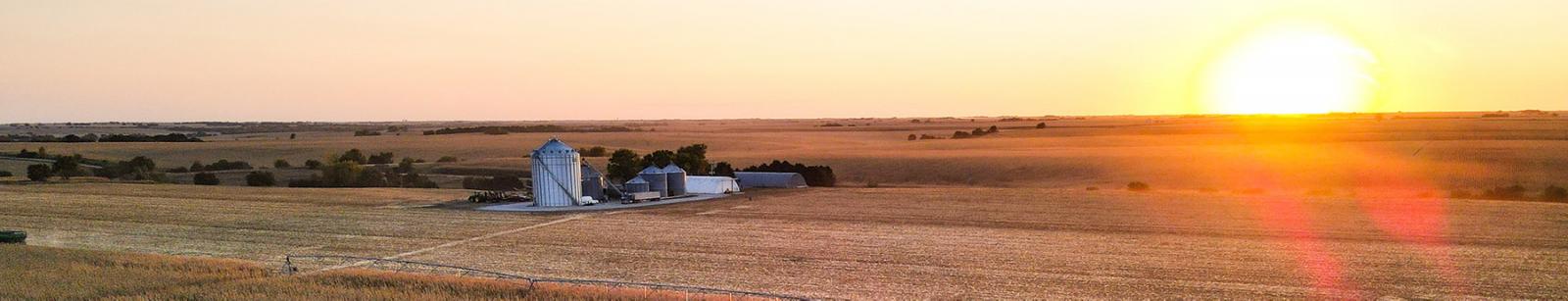 Nebraska Farm at twilight.